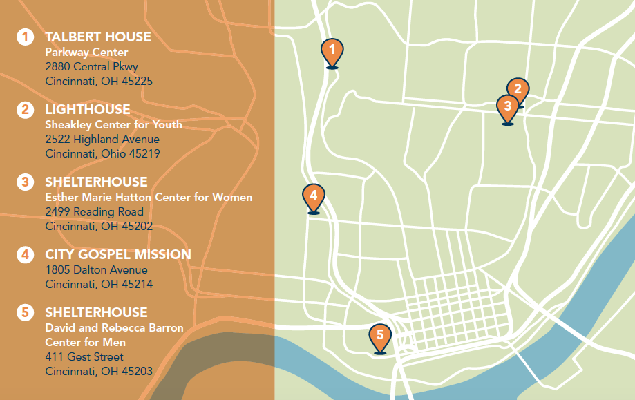 Map of Local Homeless Shelters
